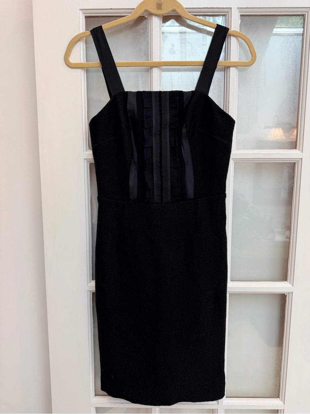 Vintage Banana Republic Y2K Wool Classic Black Sleeveless Sheath Dress Size 0